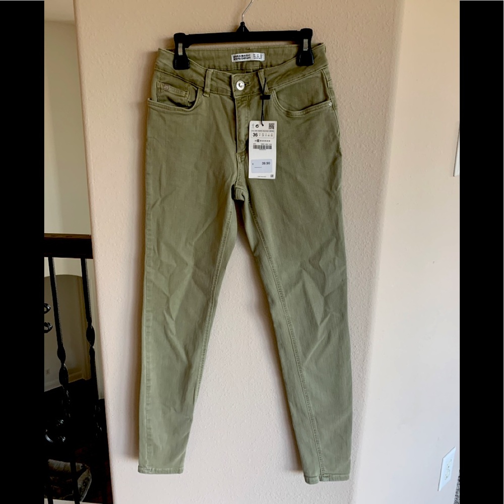 Zara green denim jeans